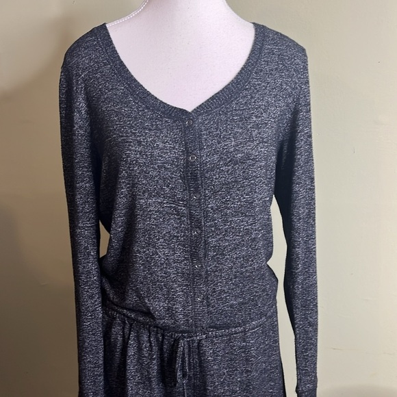 Aerie Cozy Charcoal Gray Long Sleeve Romper - Picture 3 of 14